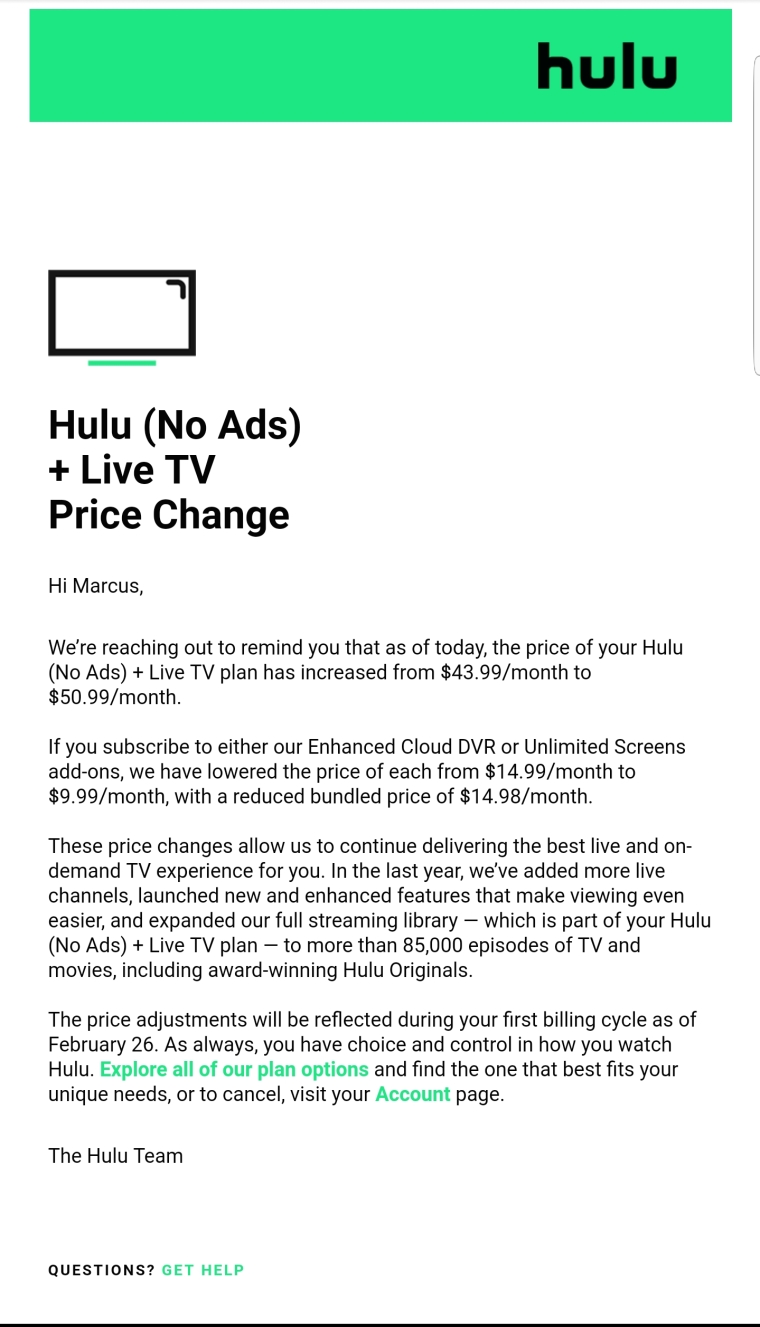 Hulu Live Tv Subscription Increases In Price